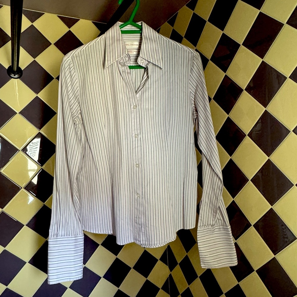 Lavender + White Egyptian Cotton Striped Button Down size 6